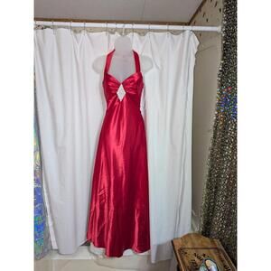 VINTAGE Jessica McClintock Gunne Sax Satin Red dress Formal Gown 3/4 XS